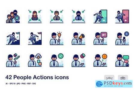 People actions detailed filled outline icons