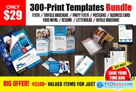 Creativemarket 300-Print Templates bundle