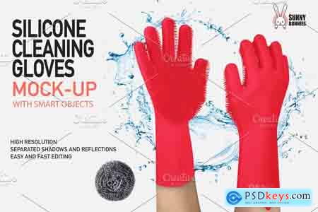 Creativemarket SILICONE CLEANING GLOVES MOCK-UP