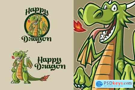 Retro Cartoon Dragon Mascot Logo