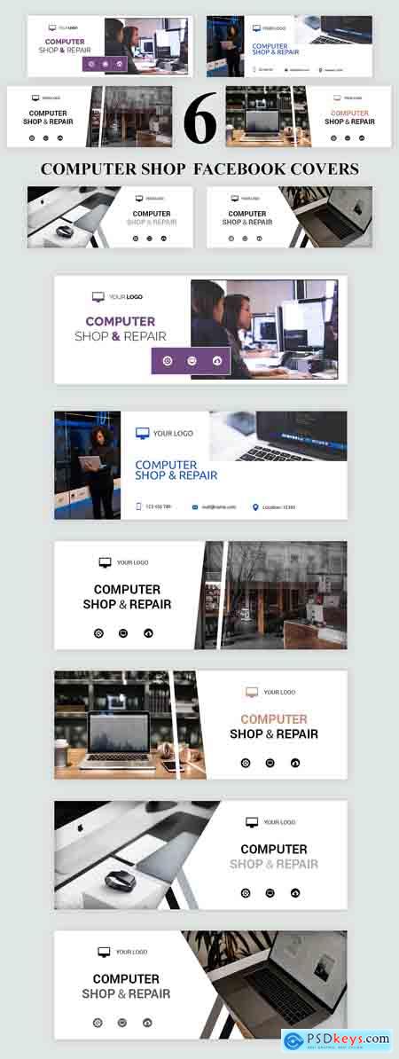 CreativeMarket Computer Shop Facebook Covers SK