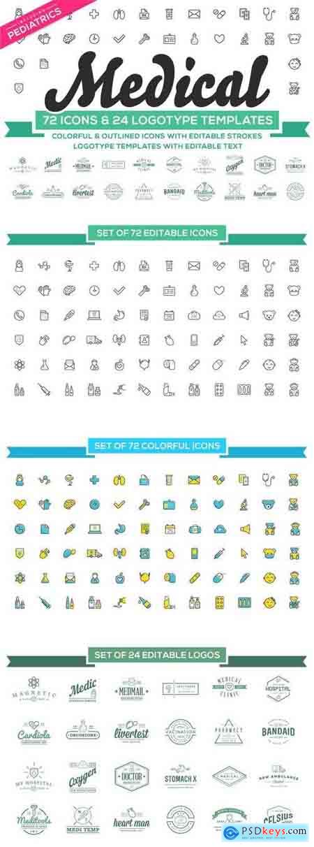Medical Pediatrics Icons & Logos Set