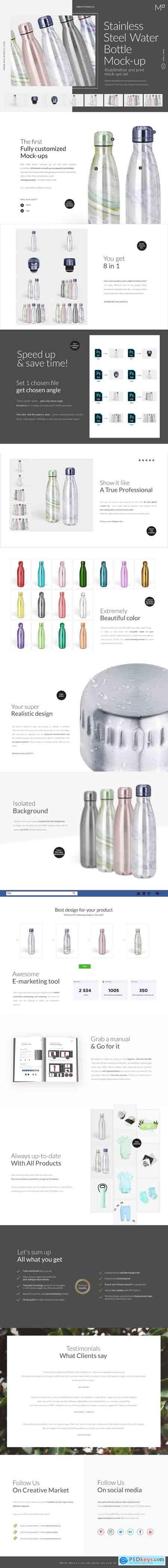 Creativemarket Stainless Steel Water Bottle Mock-up