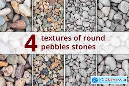 Set of 4 Textures of Round Pebble Stones