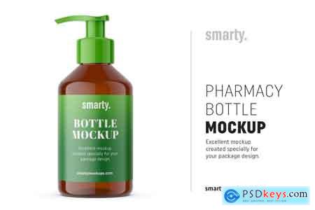 Creativemarket Pharmacy pump bottle mockup amber