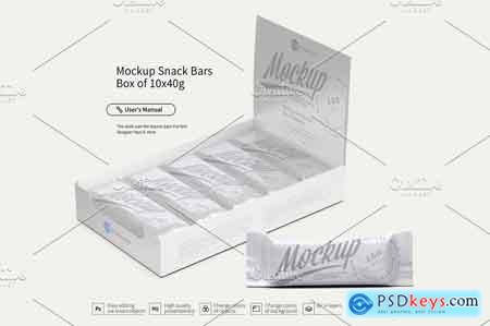 Creativemarket Mockup Snack Bars Box of 10x40g