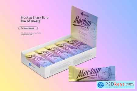 Creativemarket Mockup Snack Bars Box of 10x40g