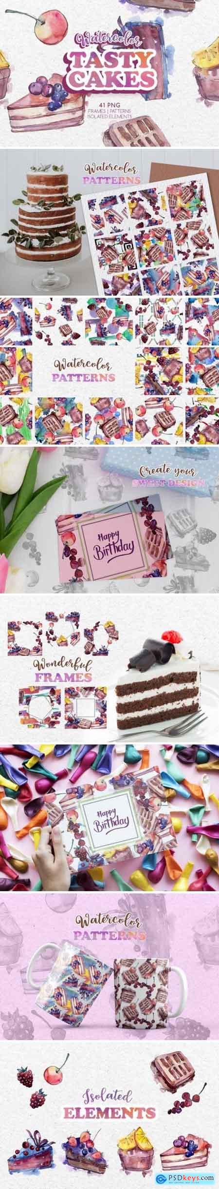 Creativemarket Tasty cakes Watercolor png