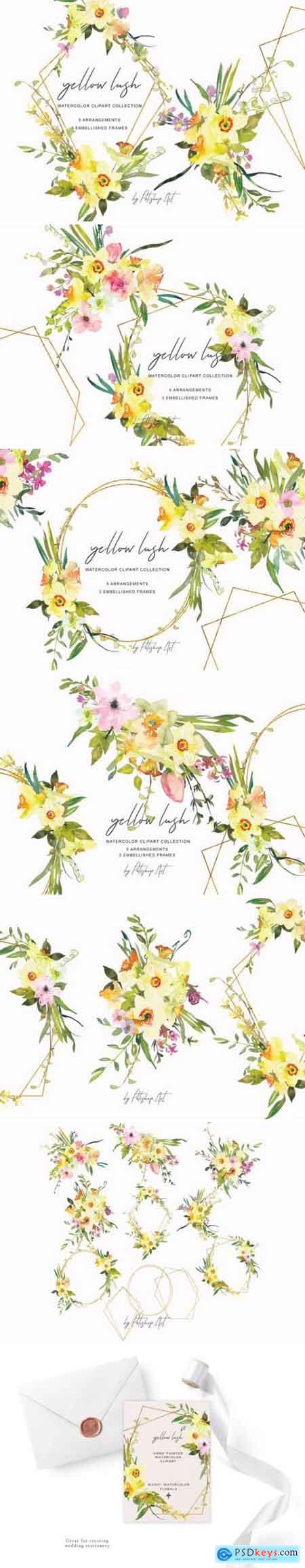 Watercolor Daffodil Bouquets and Frames