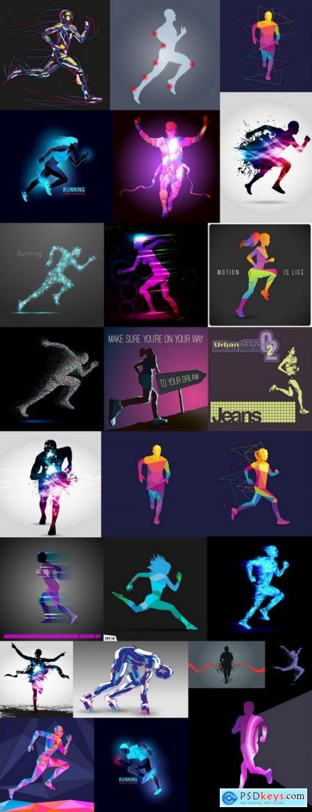 Running sport sportsman sprinter runner vector image 25 EPS