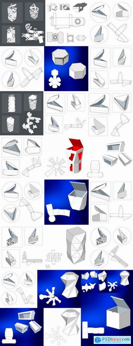 Box to cut a figure of origami gift box cardboard container 2-25 EPS