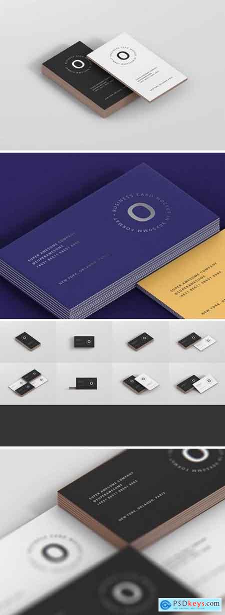 Business Card Stack Mockup 90x50 Format