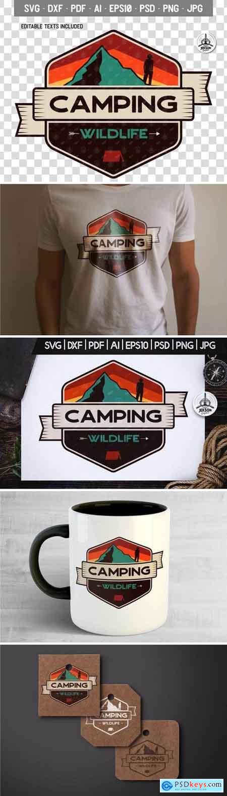 Camping Wild Badge Vintage Travel Logo Patch SVG