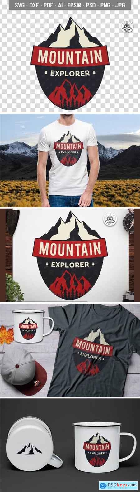Mountain Explore Badge Vintage Travel Logo Patch