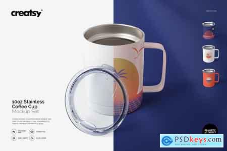 Creativemarket 10oz Stainless Coffee Cup Mockup Set