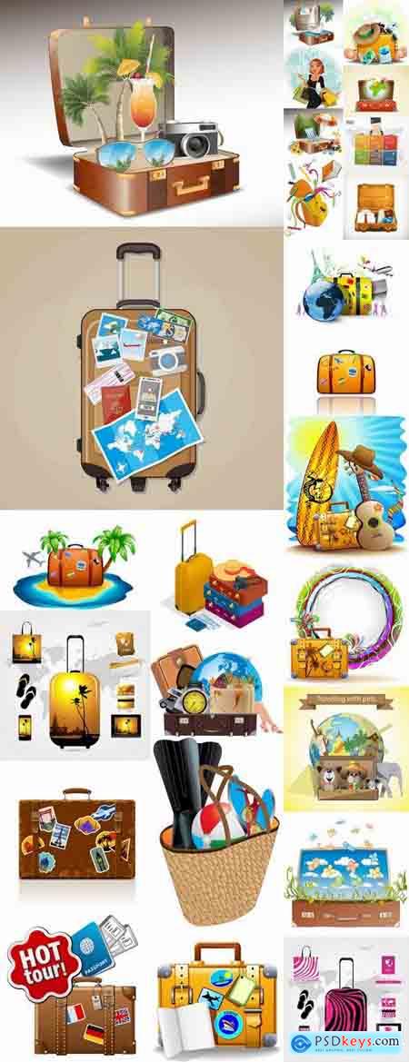 Bag suitcase tourism travel vacation Holidays vector image 25 EPS