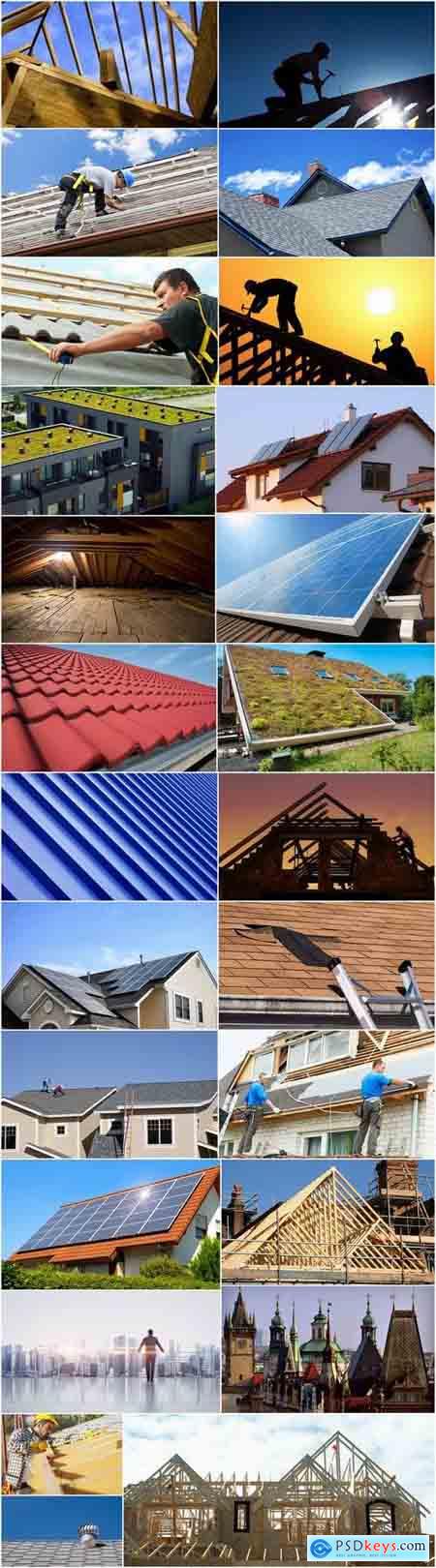 Roof covering repair solar battery on the roof vintage building wooden flooring 25 HQ Jpeg