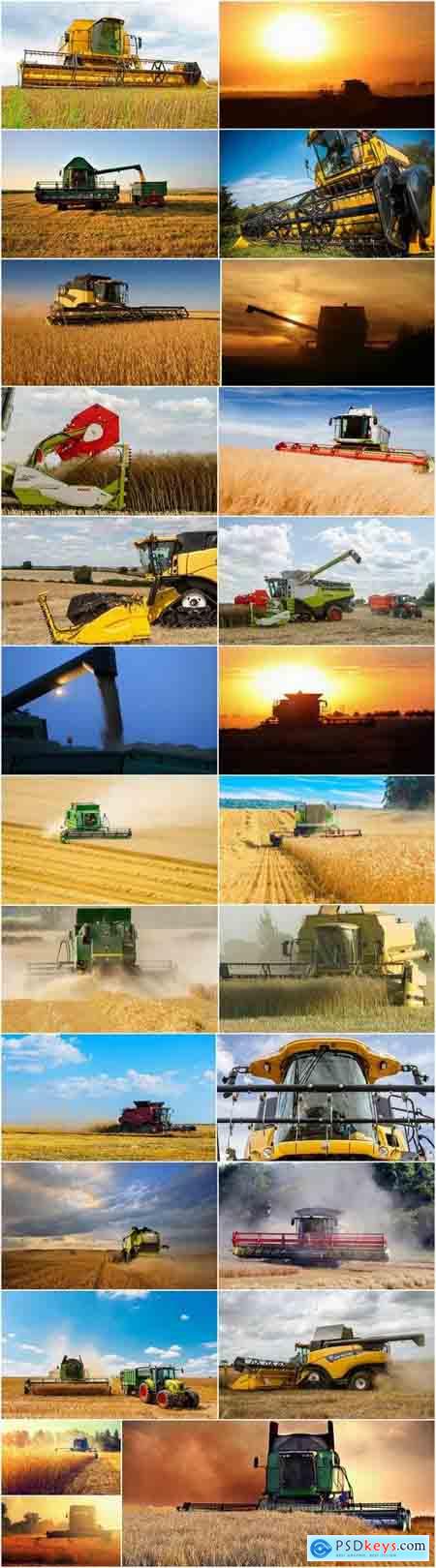 Combine tractor harvesting field of agricultural crop harvester 25 HQ Jpeg