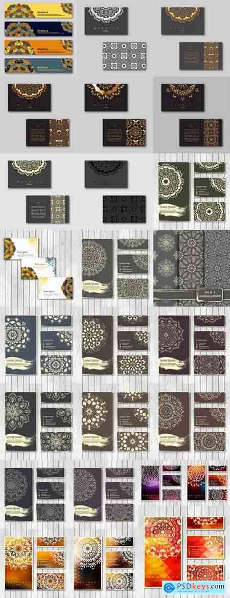 Business card Indian ethnic ornament pattern mandala flyer image a banner 25 EPS