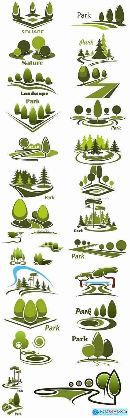 Logo forest trees nature picture vector business campaign 25 EPS