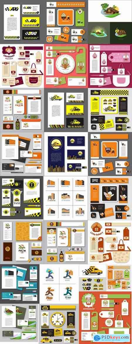 Corporate business card sticker template flyer banner 25 EPS