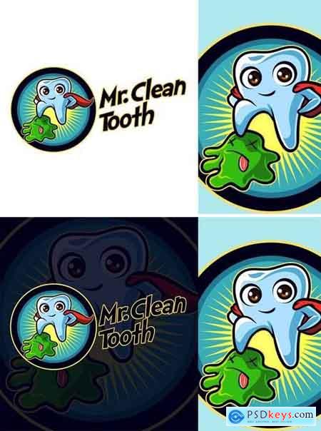 Mr. Clean Tooth - Dentist Tooth Mascot Logo
