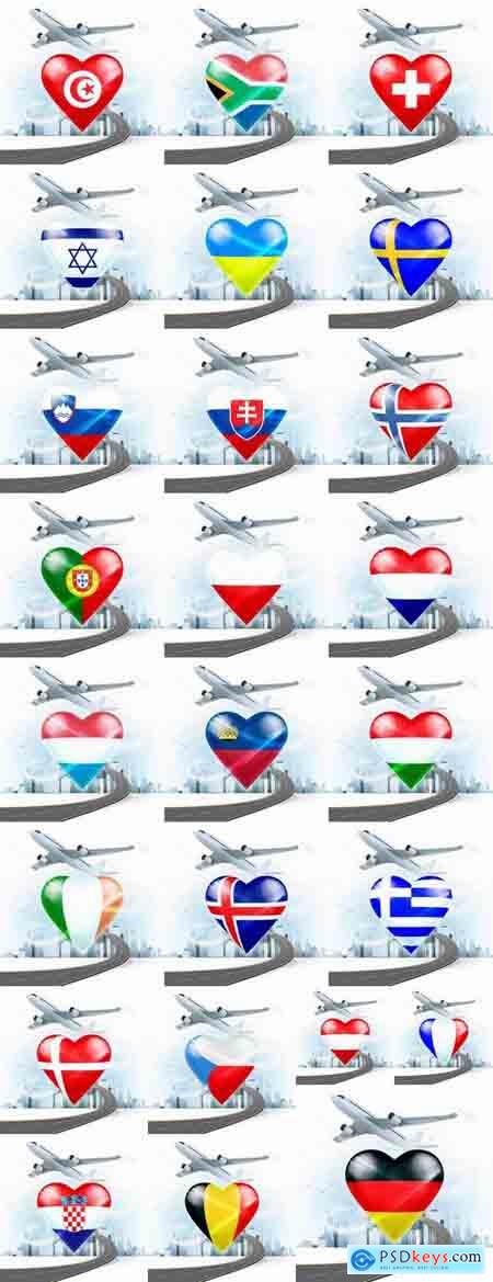 Aircraft with the flag of the country tourism travel airbus plane 25 EPS