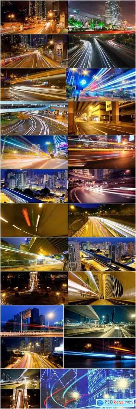 Night city lights glimmer of urban transport 25 HQ Jpeg