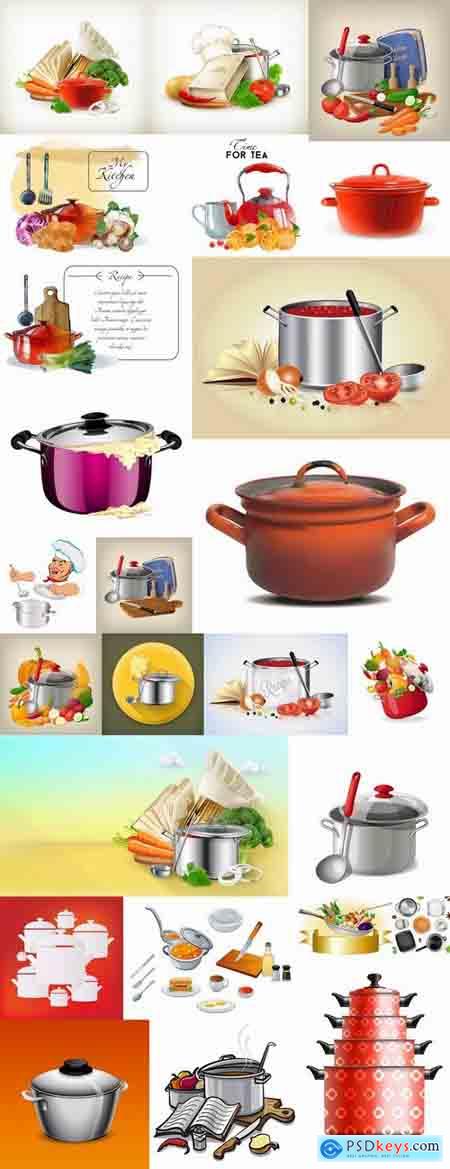 Pan cookware with food 25 EPS