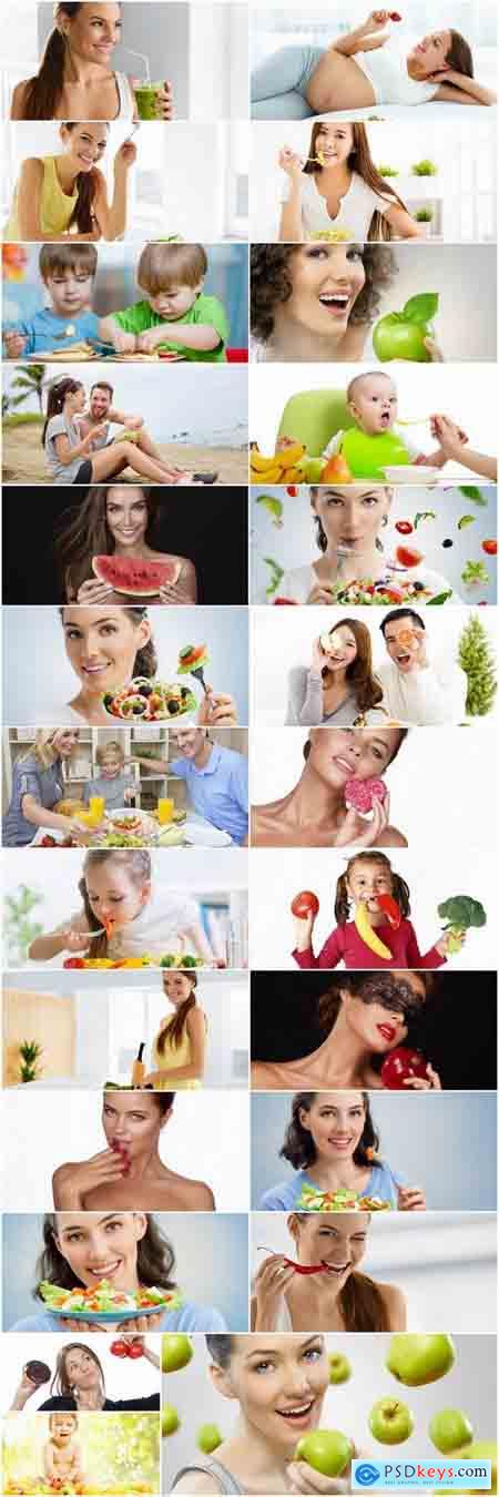 Girl woman eating fruits vegetables healthy food diet 25 HQ Jpeg