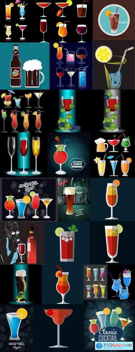 Cocktail drink fresh glass cup vector image 25 EPS