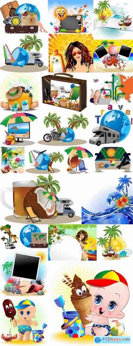 Travel vacation beach vacation drink juice vector image 2-25 EPS