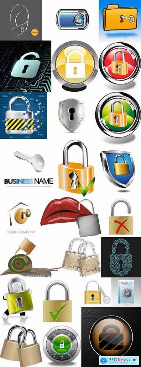 Logo safety lock key password vector image 25 EPS