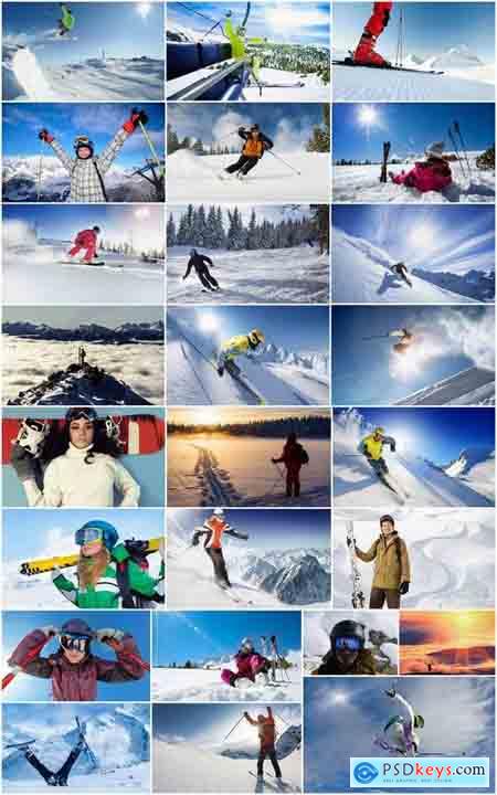 Mountain skier skiing slope snow snowboard winter holidays 25 HQ Jpeg
