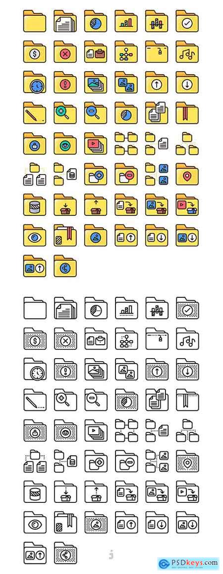 50 Folder Icon set - Detailed Round line