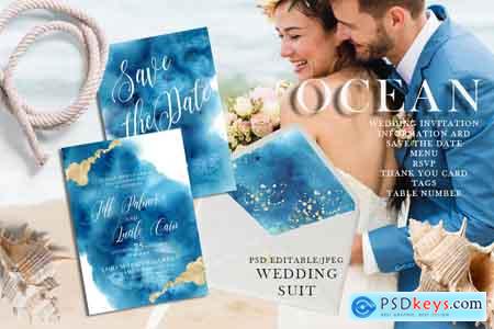 Creativemarket Ocean wedding invitations suit