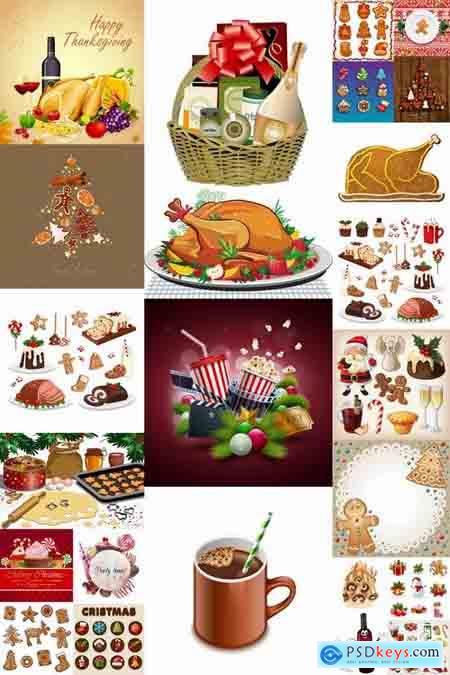 Festive christmas christmas food sweetness turkey EPS 25