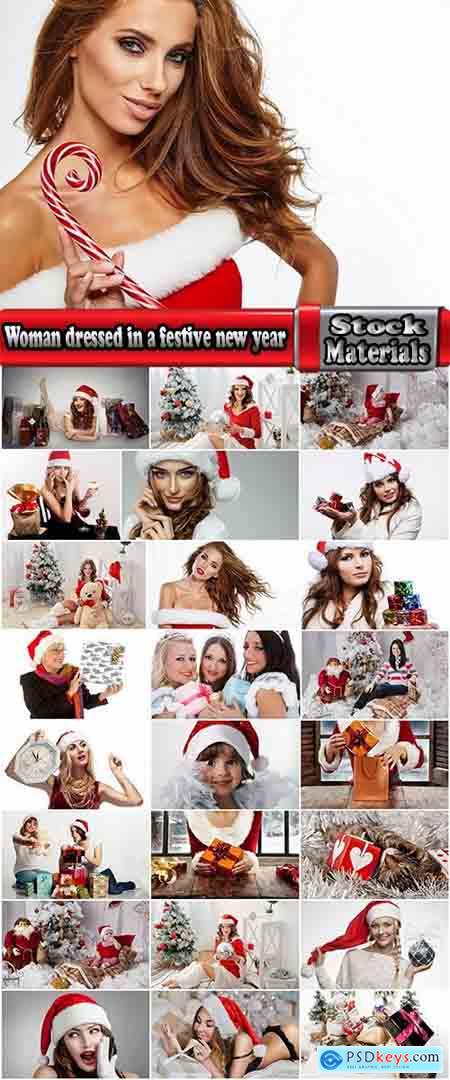 Woman dressed in a festive new year christmas holiday Snow Maiden 2-25 HQ Jpeg