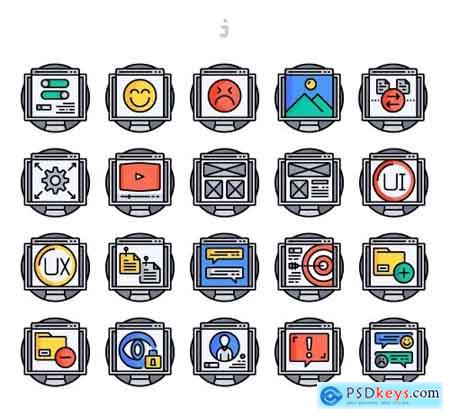20 Computer Function Colorline Circular Icon set