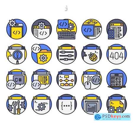 20 Programming Colorline Circular Icon set