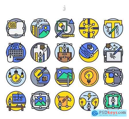 20 Art and Design Colorline Circular Icon set