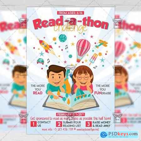 Read-a-thon Challenge  School A5 Flyer Template
