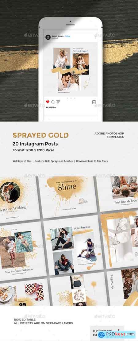 Graphicriver Sprayed Gold - Instagram Posts
