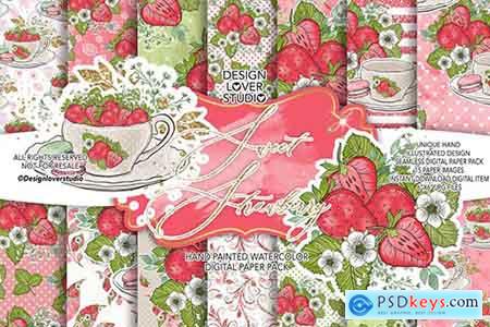 Sweet Strawberry digital paper pack