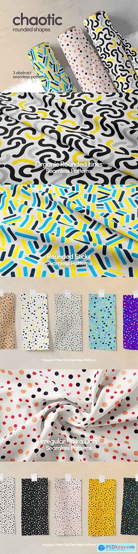 Colorful Chaotic Rounded Shapes Seamless Patterns