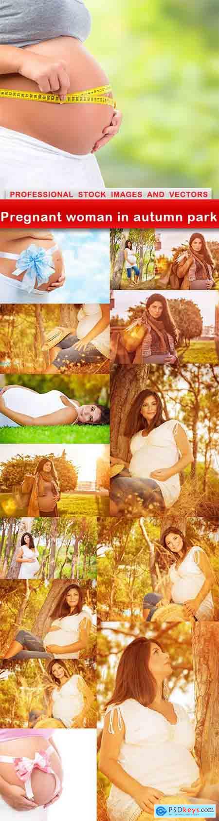Pregnant woman in autumn park - 15 UHQ JPEG