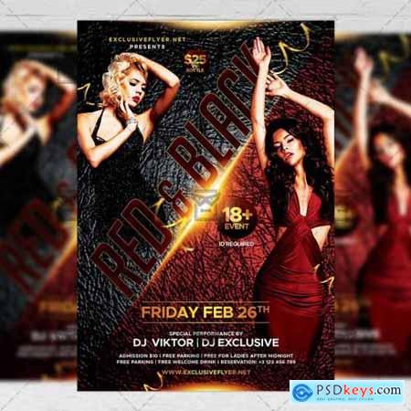 Red and Black Party Flyer  Club A5 Template