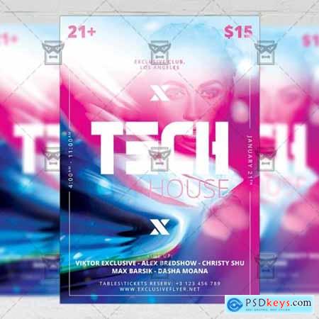 Tech House Party Flyer  Club A5 Template