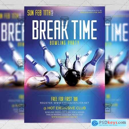 Break Time Flyer - Bowling A5 Template