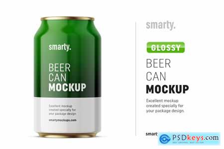 Creativemarket Glossy drink can mockup front